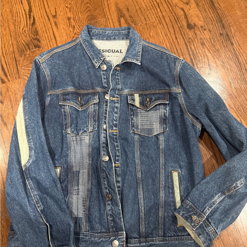 Desigual Men's Denim Jacket with Beige Accents